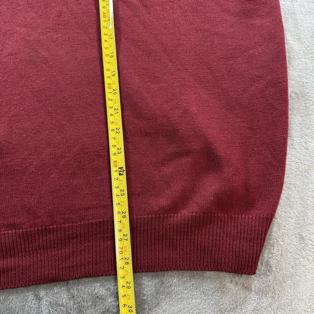 Vintage Burberrys Sweater‎ Mens XL Red Merino Wool V-Neck Academia 80s Scotland